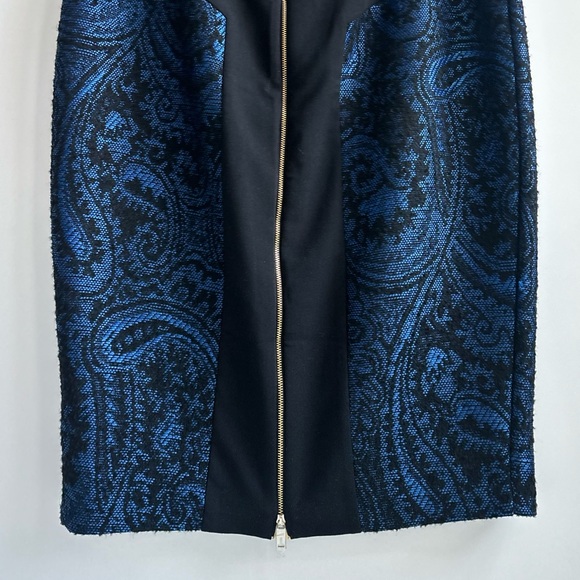 Ted Baker Carron Jacquard Wool Blend Midi Pencil Skirt Size 5 Blue & Black - Picture 7 of 17